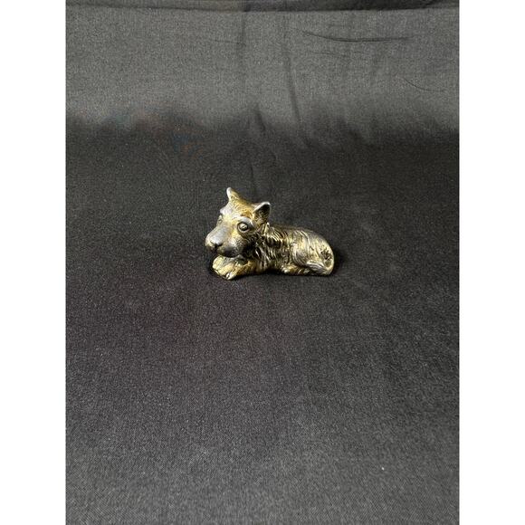 VTG brass PEWTER figurine statue HIGHLAND SCOTISH TERRIER DOG MINIATURE JAPAN - Picture 1 of 7